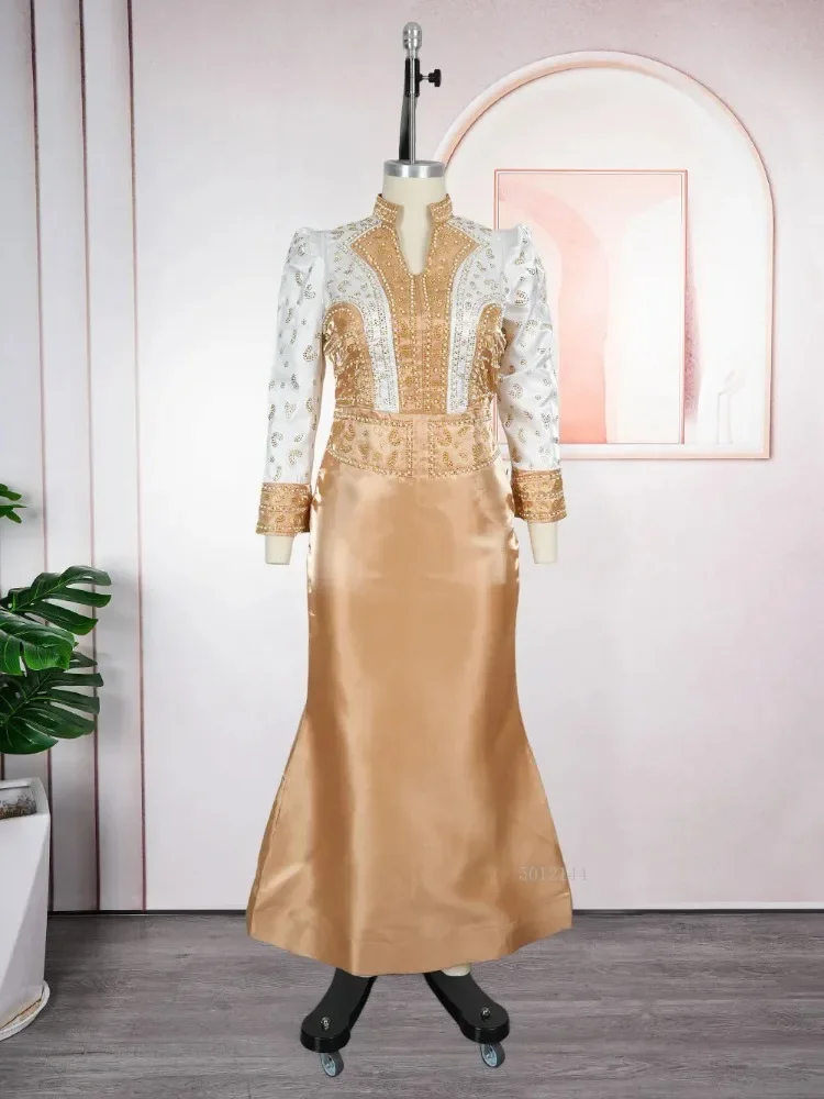 

Африканские вечерние платья для женщин, женская одежда Анкара, роскошное платье больших размеров, элегантное турецкое мусульманское длинное платье для свадебной вечеринки