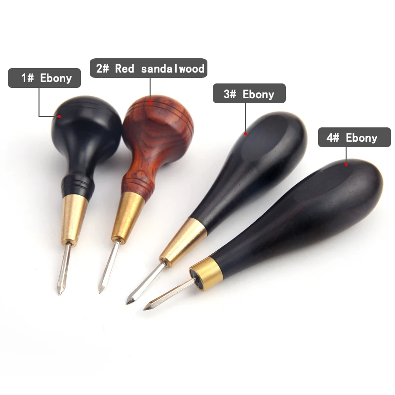 DIY Leather Awl Sewing Stitching Tool punch needle Ebnoy Wood Leather Single Diamond Cutting And Punching With an Awl 3/4/5-6mm