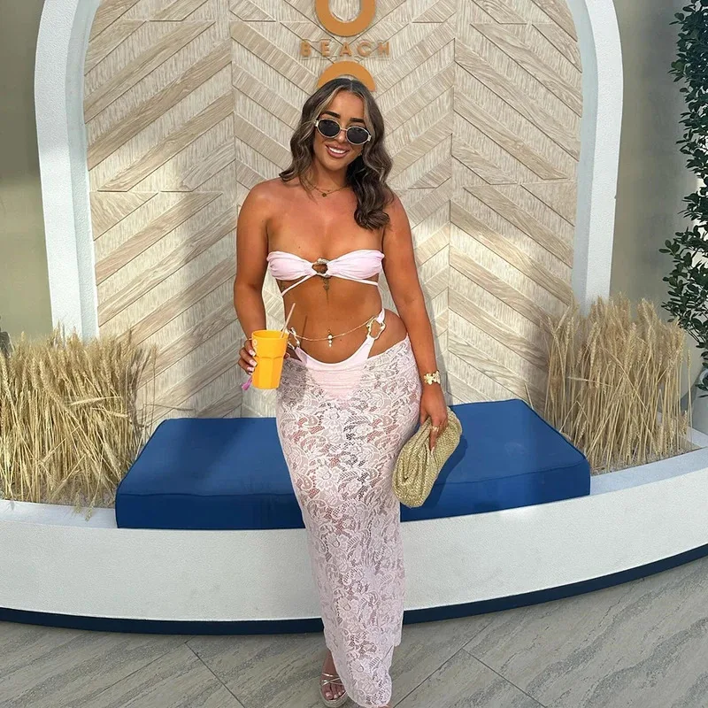 2025 مثير العصابة 3 قطعة مجموعة البكيني ث/التستر-JINIA المرأة البرازيلي ثوب سباحة مثير فستان طويل ماكسي بحر ثوب السباحة