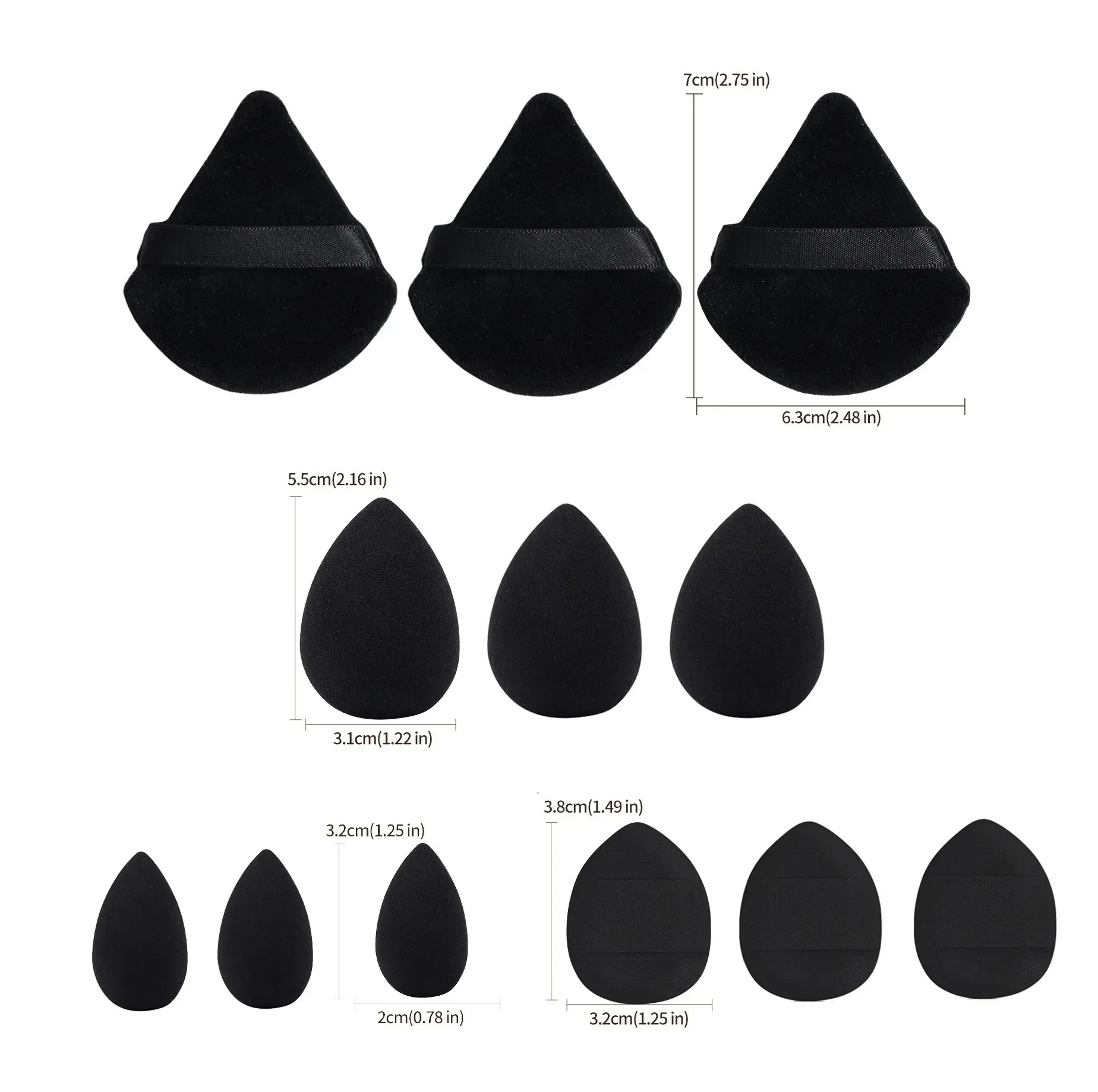 Kit de esponjas de maquillaje, esponja triangular para mezclar polvo, esponjas de aire para dedos, herramienta de belleza para maquillaje impecable, 12 Uds.