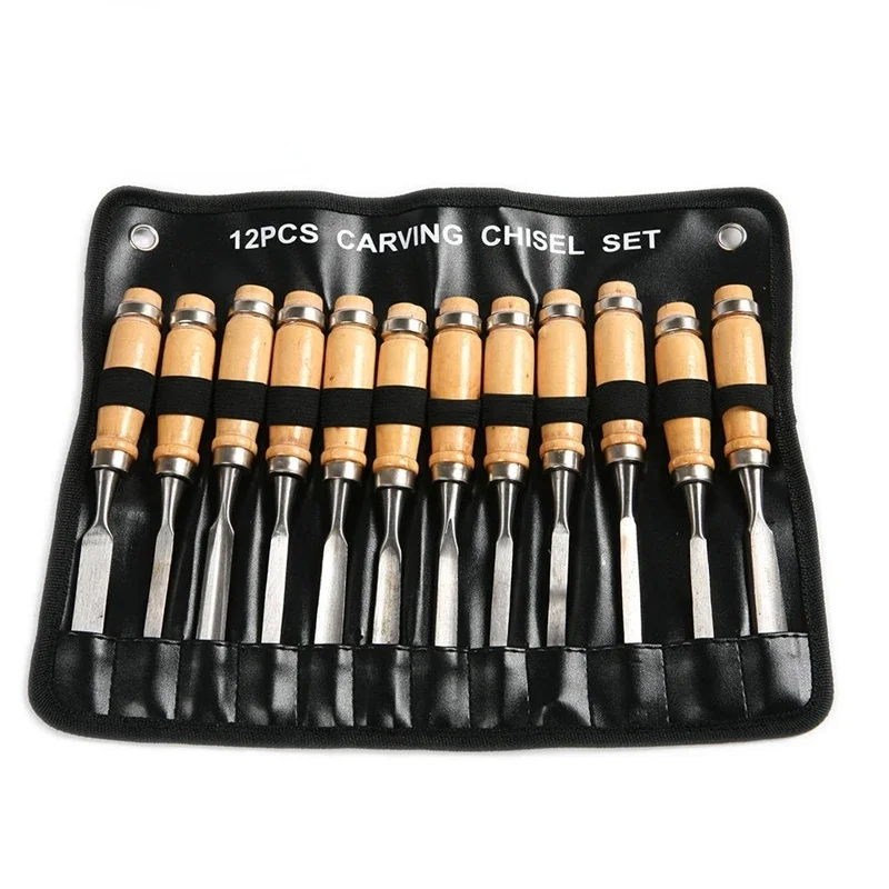 Wood Carving Hand Chisel Tool Set, Carpentry, Professional Gouges, Construction, Carpentry Tools, 12Pcs