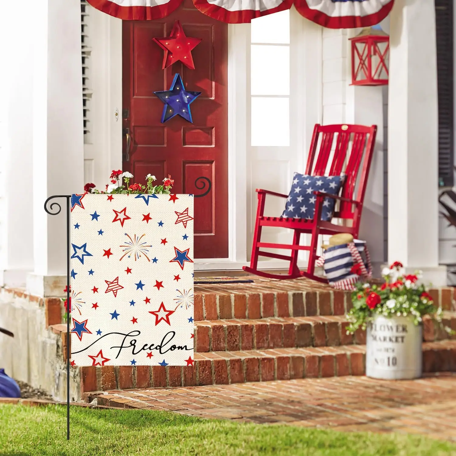 AVOIN colorlife 4th of July Freedom Garden Flag 12x18 Inch Double Sided Outside, Independence Day Patriotic American Stars and S