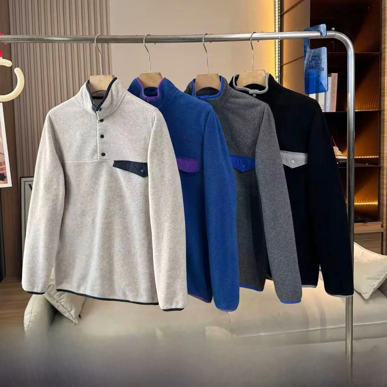 

3D Tailored Cationic Technology Fleece Hoodie Sweatshirt Unisex Autumn Winter Casual Wear Long Sleeve Stand Collar
