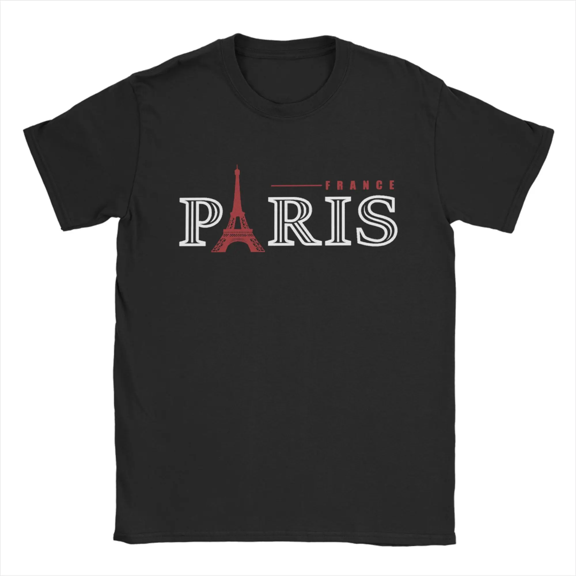 

Eiffel Tower and Paris Design T-Shirts for Men Novelty Pure Cotton Tees Crew Neck Short Sleeve T Shirts Printed Clothes