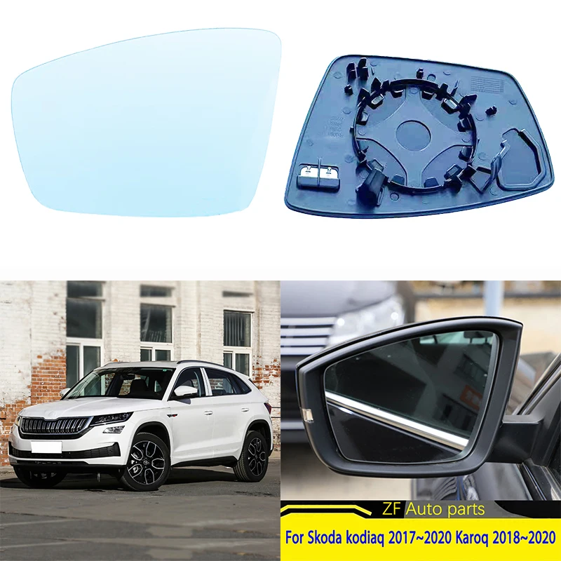 Lewe boczne podgrzewane lusterko szklane samochód Stying tylne lusterko podgrzewane lusterko szklane dla Skoda kodiaq 2017 ~ 2020 Karoq 2018 ~ 2020