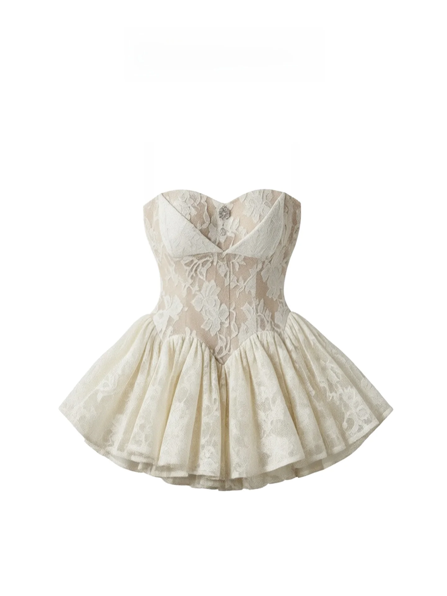 

HEZA Gentle Sle Heavy Embellied Floral Lace Strap Dr Women's High-End Waist-Cinching Puffy Skirt ort Dr No Sve