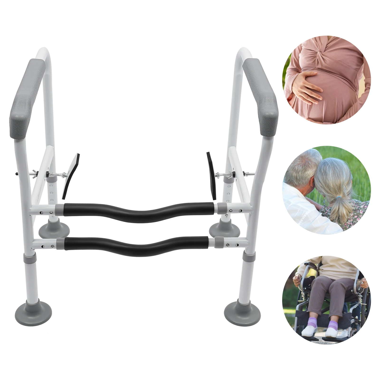 Toilet Safety Rails, Bathroom Safety Frame for Elderly, Pregnant, Disabled, Adjustable Height