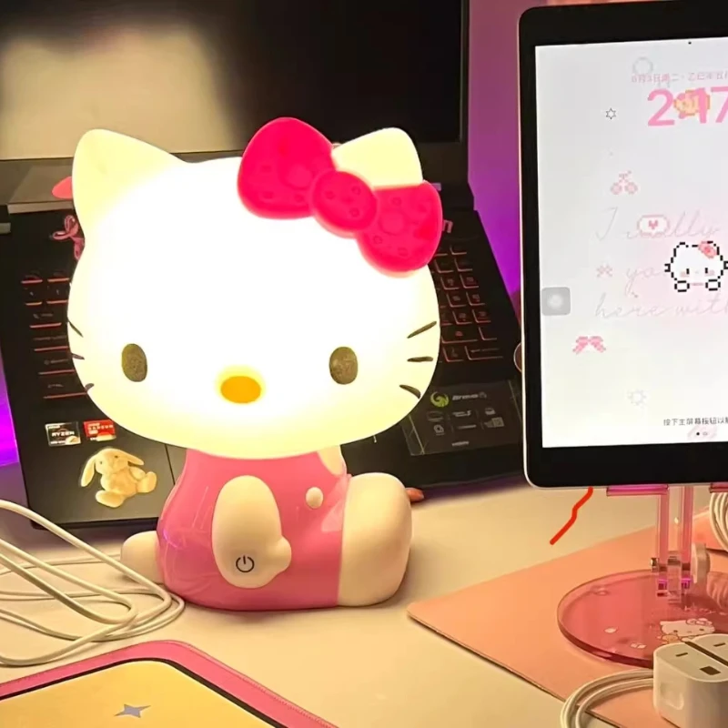 

Original Hello Kitty Led Night Light Rechargeable Type-C Charging Port Nightlight For Bedside Bedroom Living Room Gift