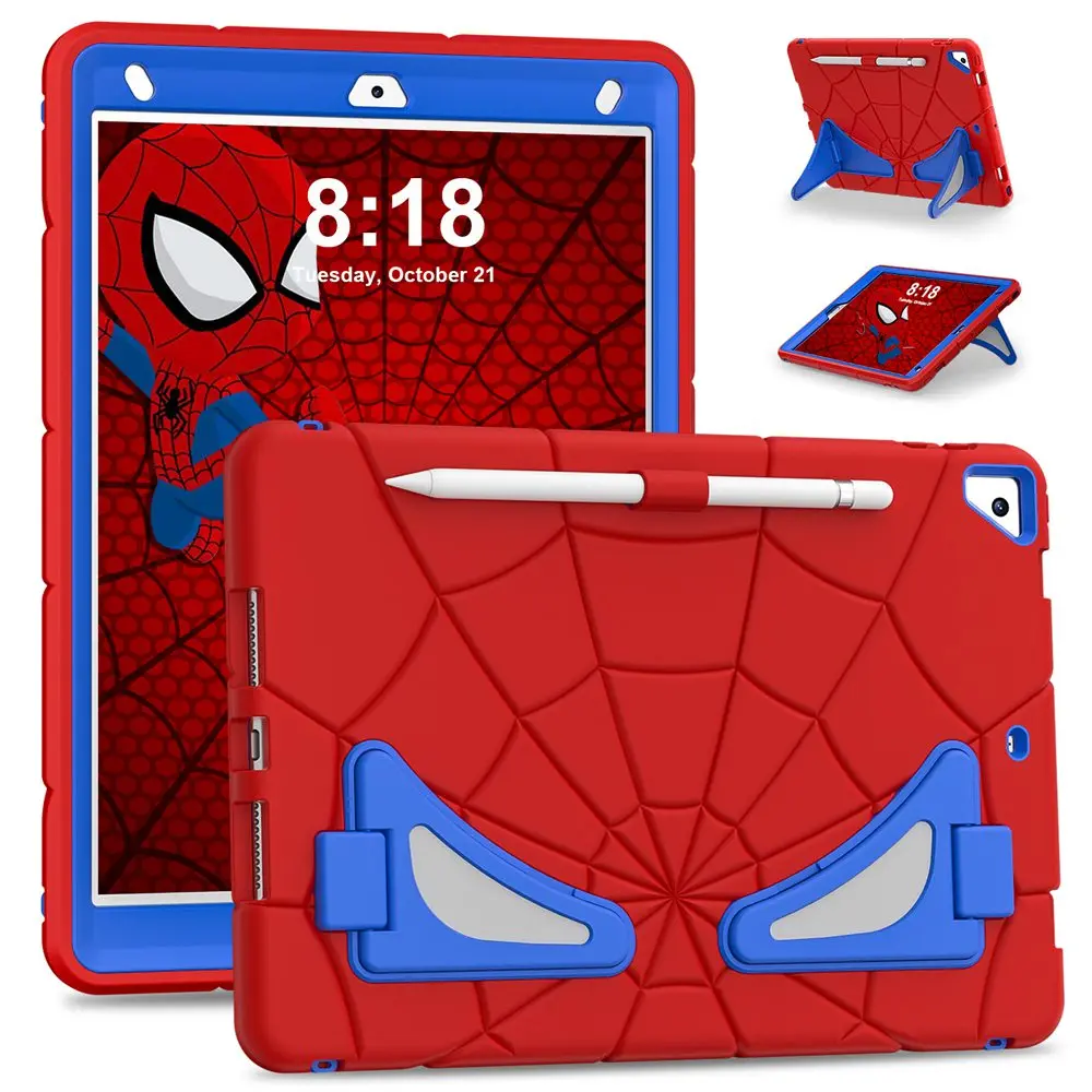 Dla ipad 9. generacji 10,2 cala A2602 A2603 A2604 Etui na tablet dla dzieci Silikon +PC dla iPad 8/7 generacji A2270 A2200 A2197 pająk