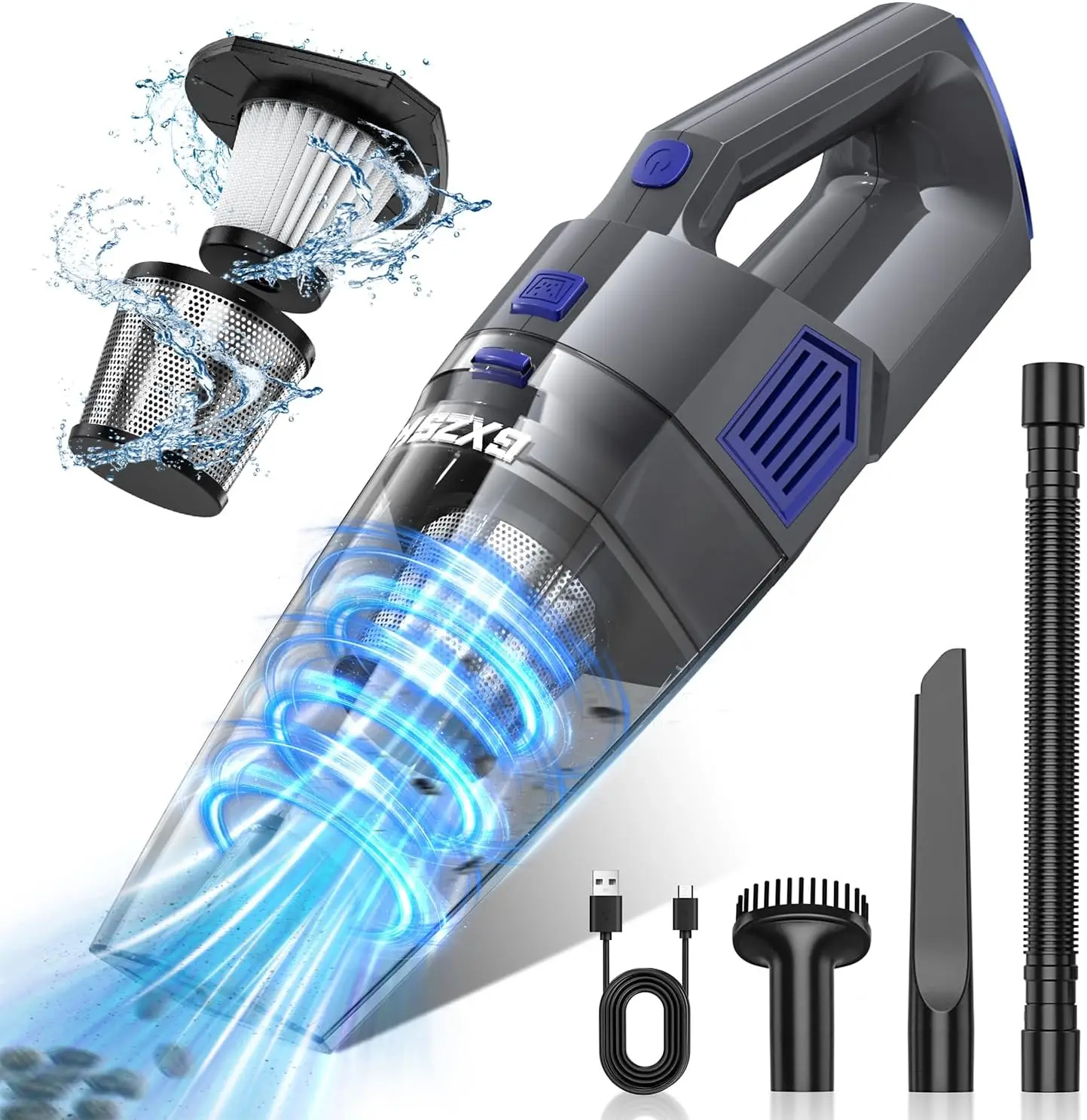 

Cordless Handheld Vacuum Cleaner, 15000PA Strong Suction, Portable with Multi-Nozzles for Home Car Pets
