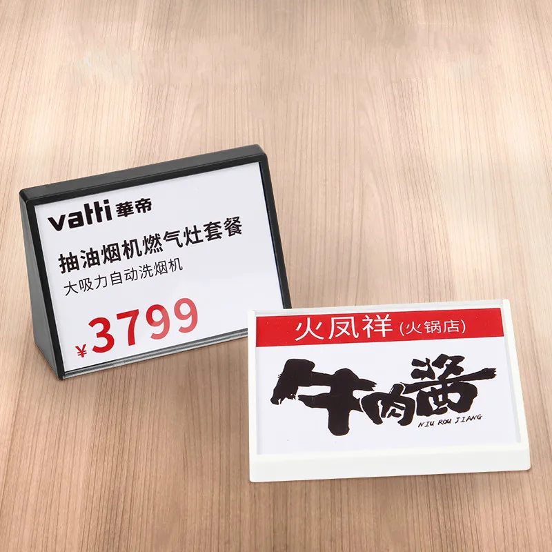 74x53mm Desktop Tisch Nummer Ort Restaurant Menü Papier Halter Mini Preis Label Tags Kunststoff Acryl Schild Halter display Stand