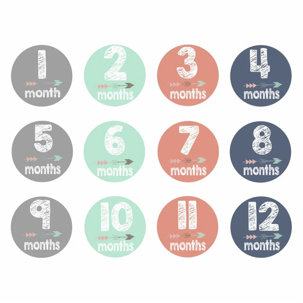 

24Pcs Infant Stickers Milestone Monthly Age Tracker Self-Adhesive Baby Growth Record for Photography Keepsake Collection