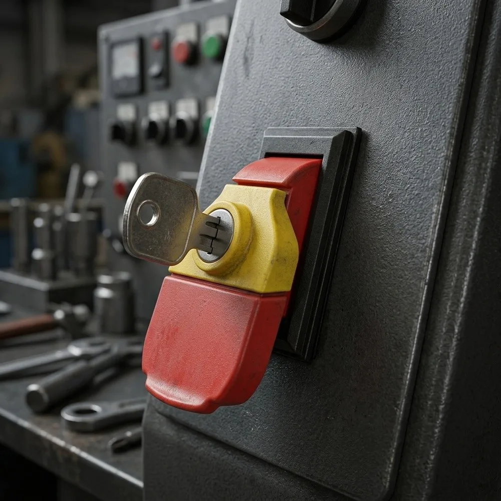 Heavy=Duty Key Lock Switch 250V Toggle= Design With Clamp Connector For Secure Electrical Control In Industrial Machinery