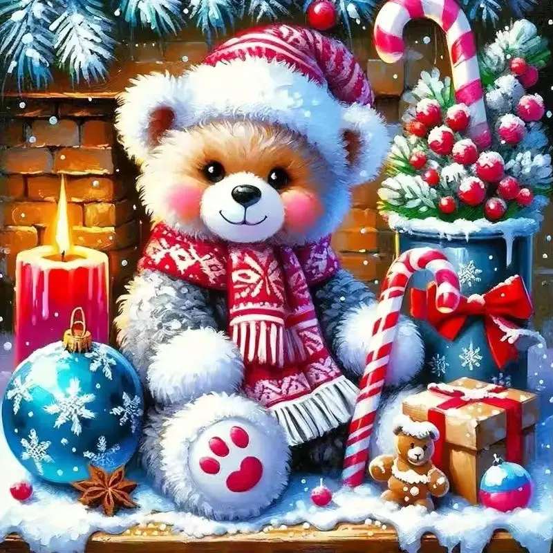 

CHENISTORY Diamond Embroidery Teddy bear DIY Diamond Painting Full SquareCross Stitch Mosaic Christmas Rhinestone Home Decor