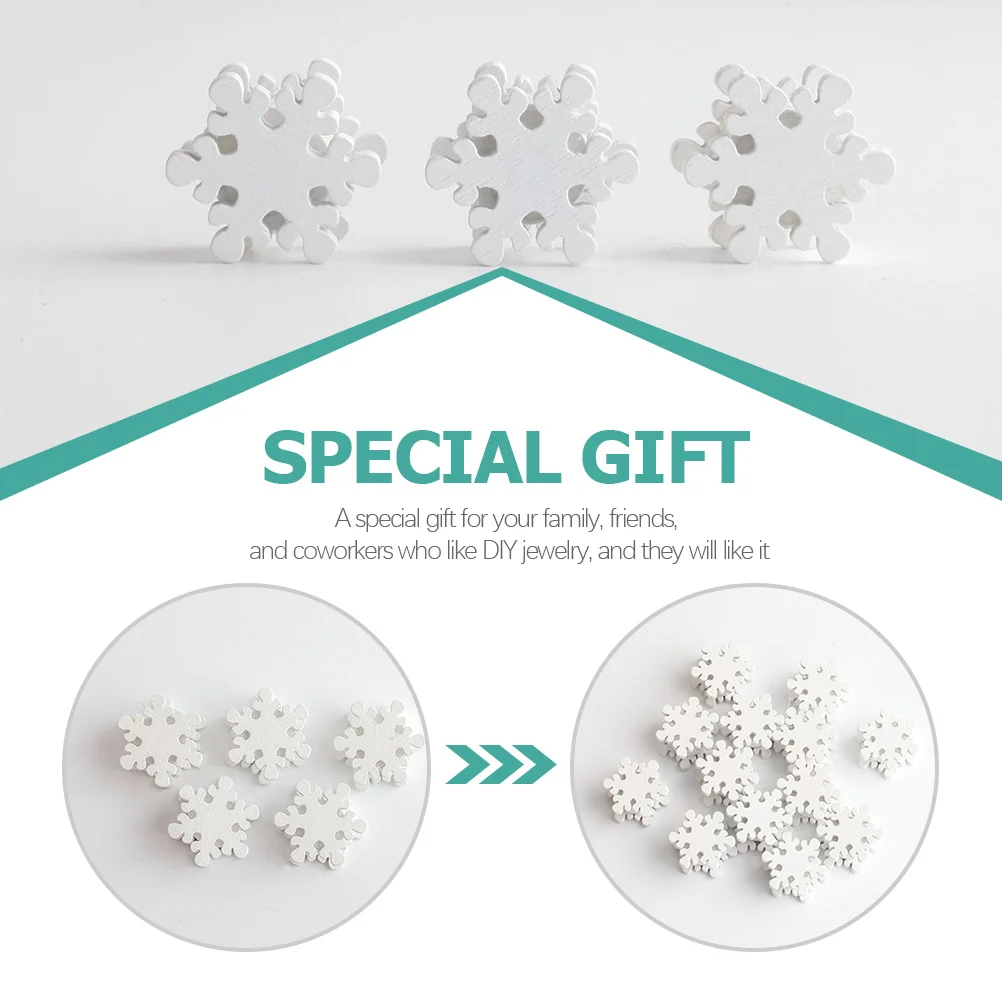 

50Pcs Snowflake Wood Beads DIY Loose Beads for Jewelry Making Garland Bracelet Necklace Craft Supplies Accessories