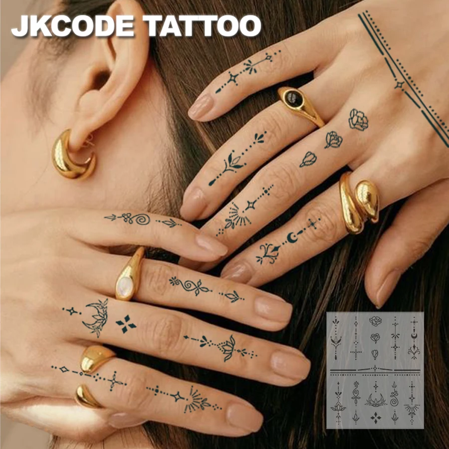 2-piece set for Ramadan in the Middle East, Y2K mini finger-style tattoo stickers, featuring sun, star, and crescent moon designs, personalized design, daily use, waterproof, long-lasting temporary tattoos, can last 7-14 days