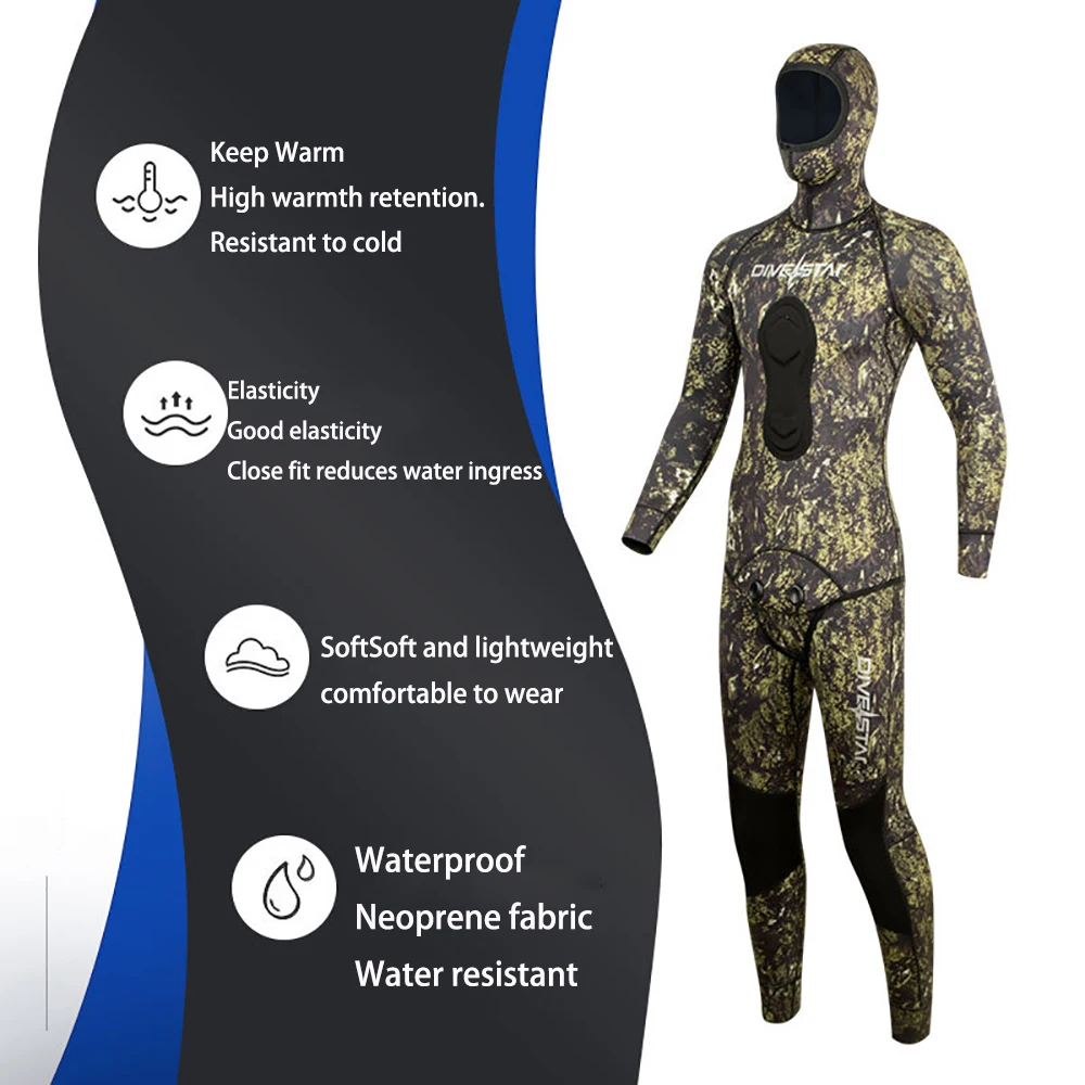 1.5mm Neoprene Camouflaged Wetsuit Men Top Pants Diving Suit Equipment Underwater Fishing Spearfishing Kitesurf Swimwear Wetsuit