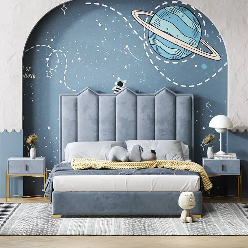 

Simple Wooden Kids Beds Decoration Safety Single Custom Toddler Kids Bed Boys Modern Design Cama Infantil Furniture For Home