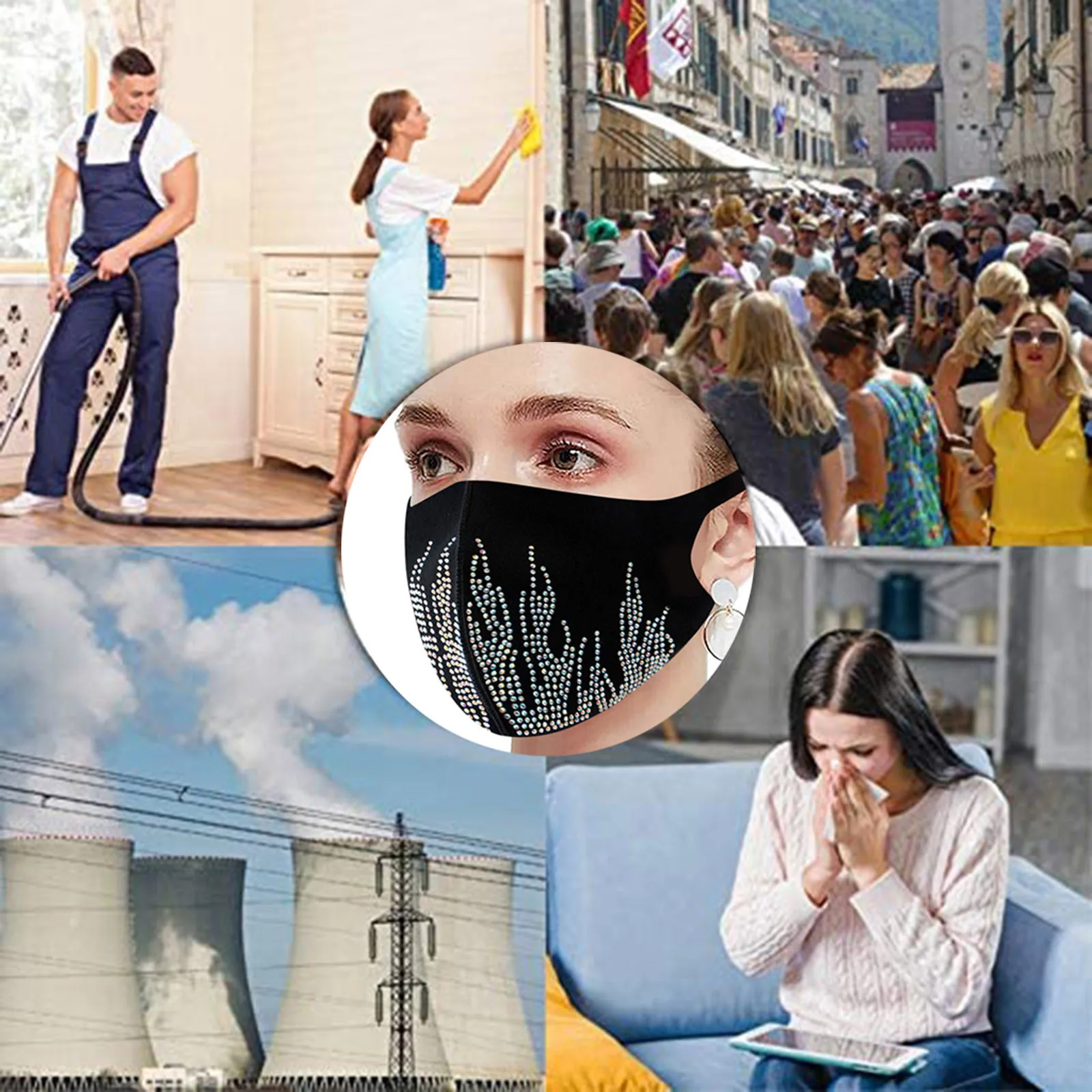 قناع تنكري نسائي مع كرة مائية ملونة بلورية ماسية معدنية ذهبية ، 6 #4