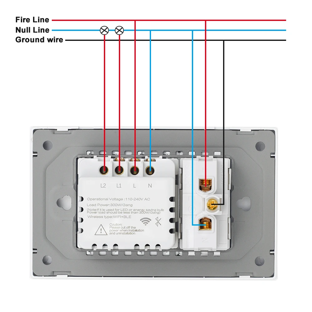 SRAN Tuya wifi smart switch 1/2 gang Touch Switch, BR US IT 2pin sockets, Tempered Glass Panel, smart life Google Home Alexa