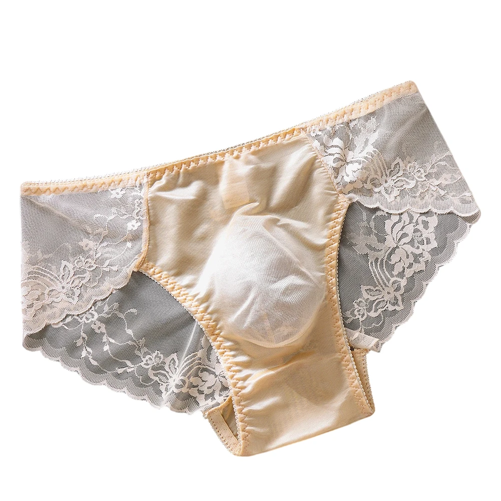 1pc Men Lace Seamless Ice Silk Briefs Ultra-thin Underwear 3D Bulge Pouch Low Waist Gay Panties Breathable High Elastic Lingerie image 2