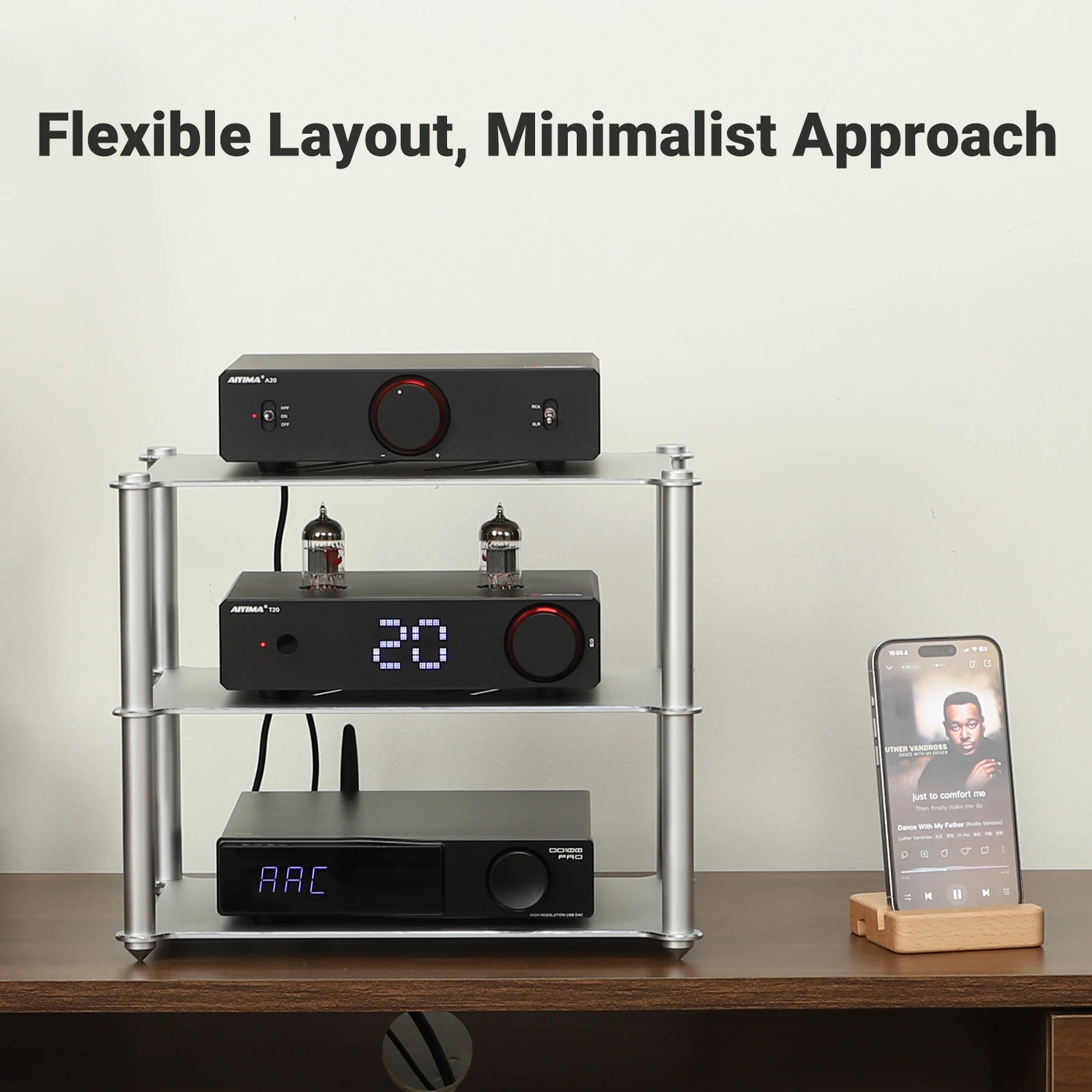 AIYIMA Espositore HiFi per rack per amplificatore in metallo per amplificatore da tavolo Preamplificatore DAC Staffa di supporto per montaggio su rack per sistema audio domestico