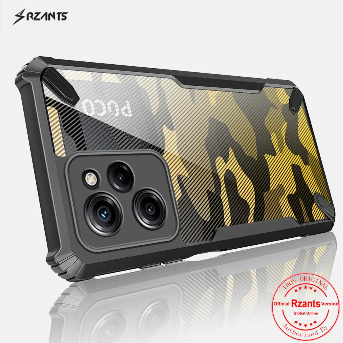 Rzants For Xiaomi Poco X5 Pro 5G Case Hard [Camouflage Bull] Shockproof Slim Crystal Clear Cover Funda Thin Casing