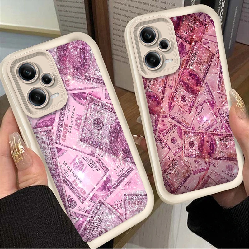 حافظة بتصميم الأوراق النقدية بالدولار الوردية لهاتف Xiaomi Redmi Note 13 14 12 11 Pro Plus 5G 12S 11S 10s 10 9 Redmi 14C 13C 12C 12 4G A3 A3X #2