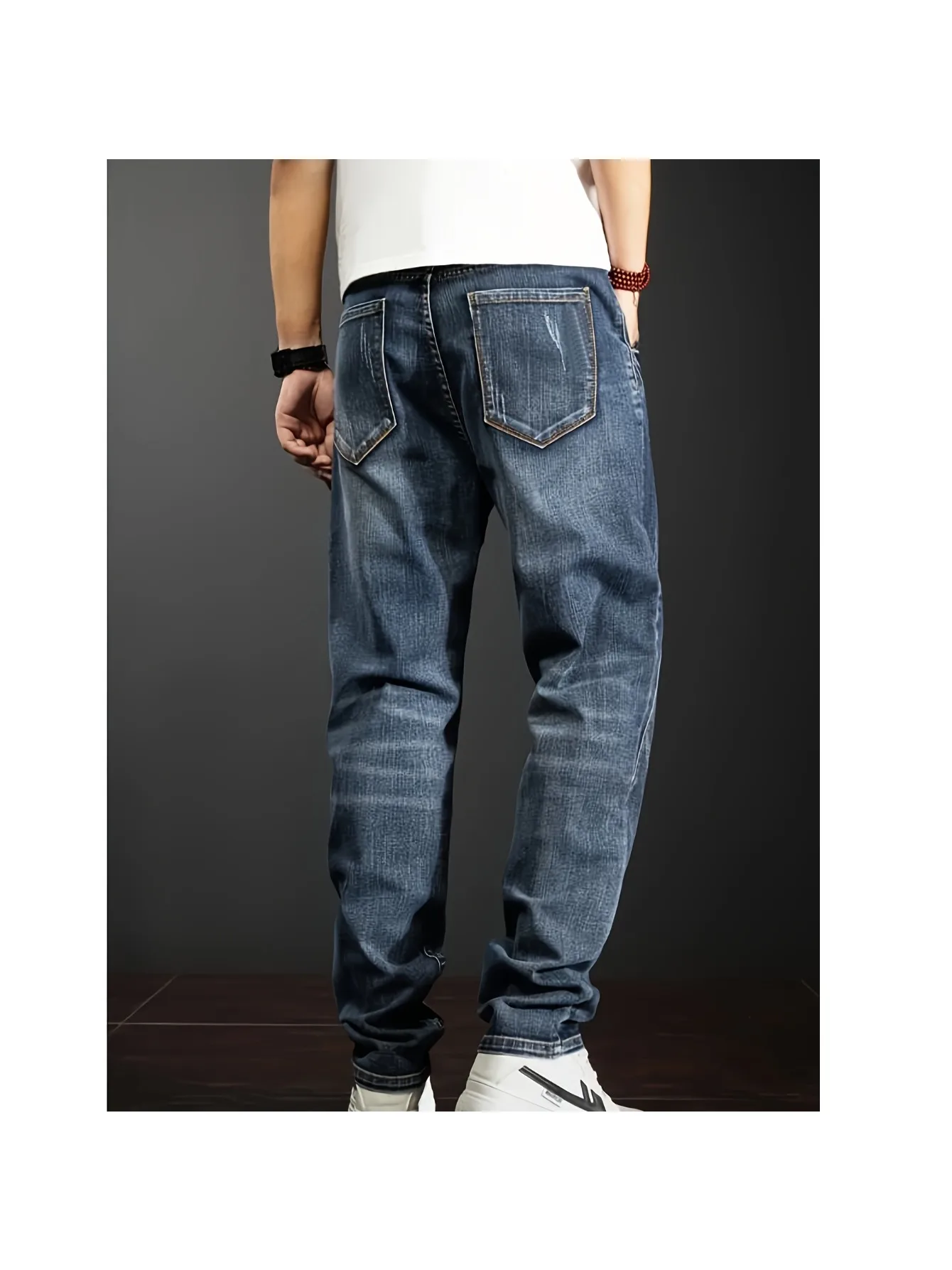 FY10094 Men's Loose Jeans, Men's Cargo Pants, Spliced Casual Pants, Mens Jeans, Men Pants
