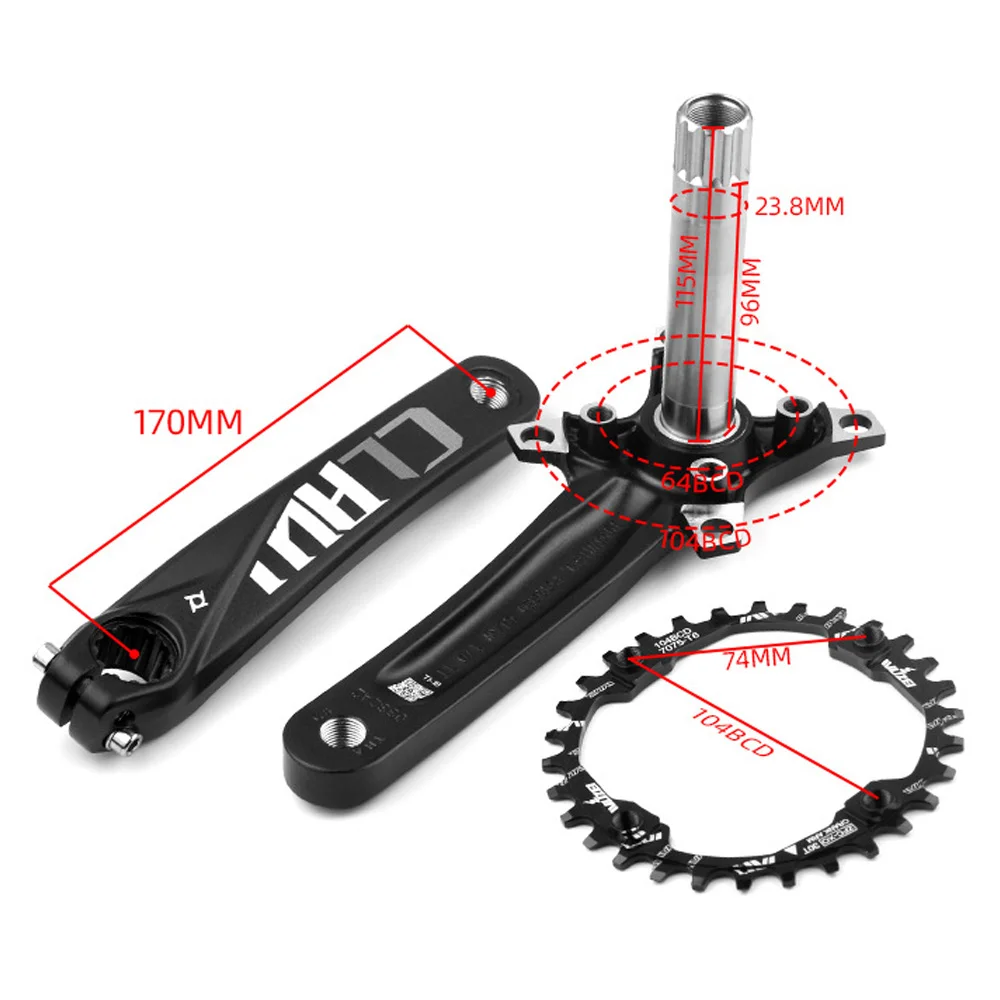 Prowheel bicycle crank Repair parts A crank MTB  170/175 mm 30/32/34/36/38/40/42/46/48/50/52T   bicycle chainwheel crank