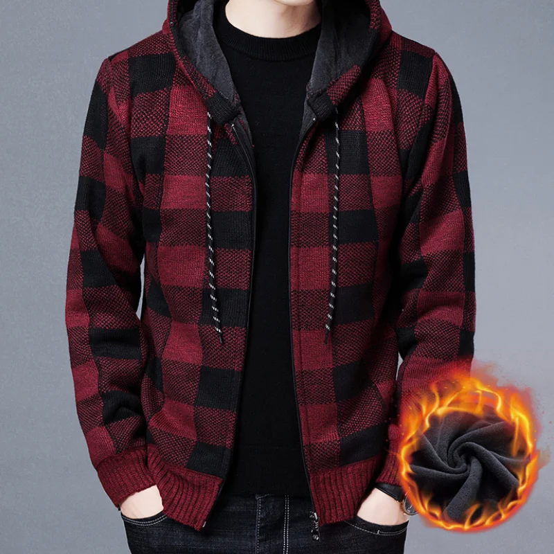 

Autumn Winter Men's Thick Sweater Coat Zipper Hoodies Jackets Outerwear Fleece Warm Cardigan Sweaters casaco masculino MY514