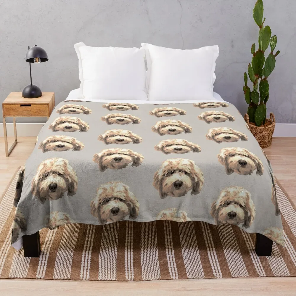 Labradoodle Doodle Dog Flannel Throw Blanket Cute Kawaii Dog Lightweight Super Soft for Sofa Couch Bed Festival Birthday Gift