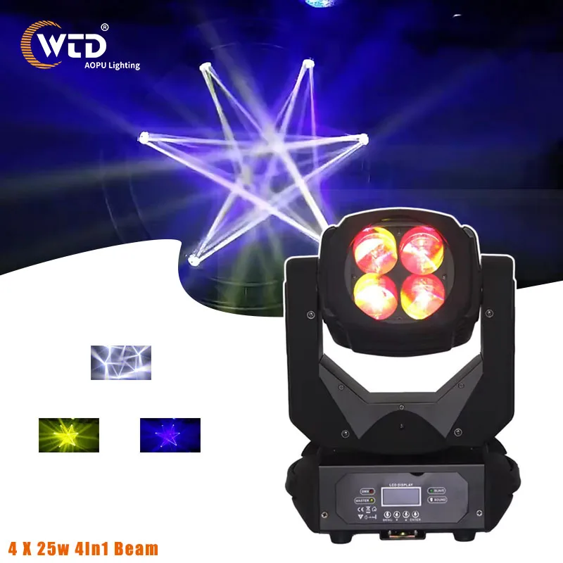 

4 Eyes 4in1 Moving LED Beam DJ Light Full Color 4 X 25w LED Super Beam Moving Head Light for Disco Bar Wedding