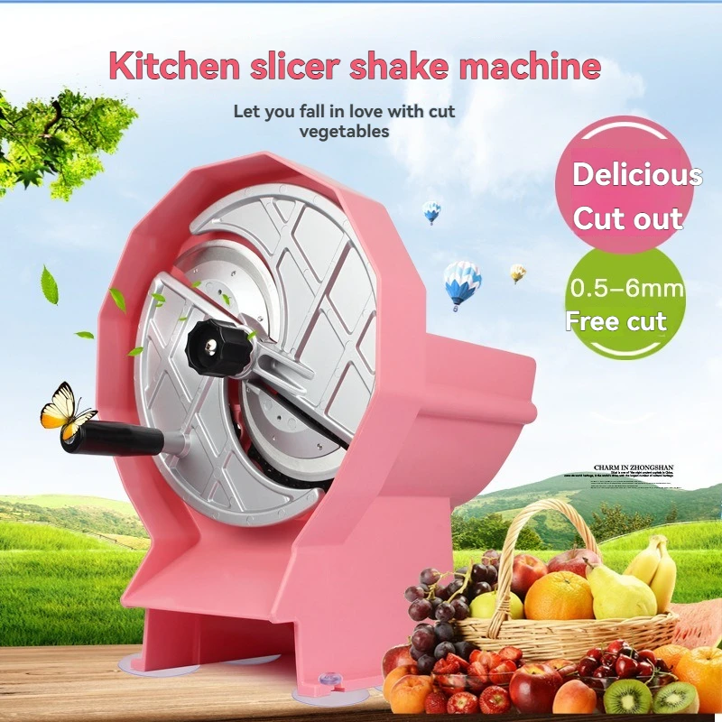 Multifunctional Manual Hand Crank Fruit Vegetable Slicer Machine Portable Cutter for Lemon Potato Ginger Crisp Chips