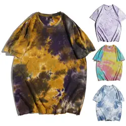 Summer Tie Dye T shirt for Men 100 Cotton Retro T Shirt Tie dye Casual Daily Wear Tee Tops Short Sleeve T shirt