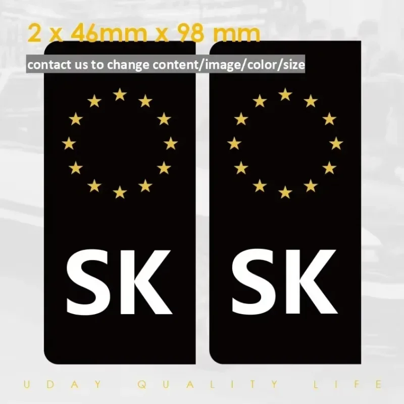SK EU Flag Sticker 2PCS Set Motorcycle 2D Flat Waterproof Decal Custom Color Car Helmet Bike Body Decor