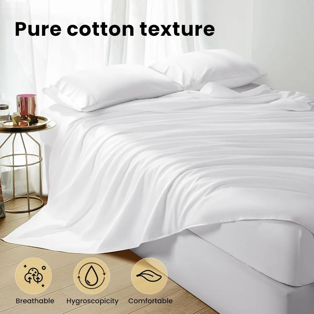 100% Egyptian Cotton 1200 Thread Count Queen Size Sheets Set,Bed Sheet 4 Piece Sets,16 inches Deep Pocket