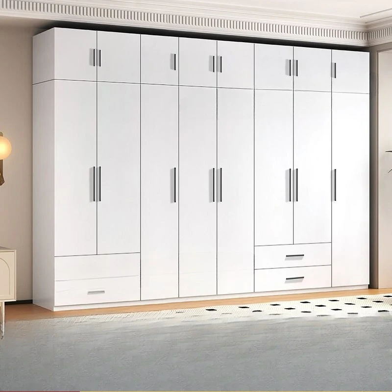 

Light luxury steel wardrobe, modern and simple bedroom, Nordic style, cream style, moisture-proof large-capacity clothes and