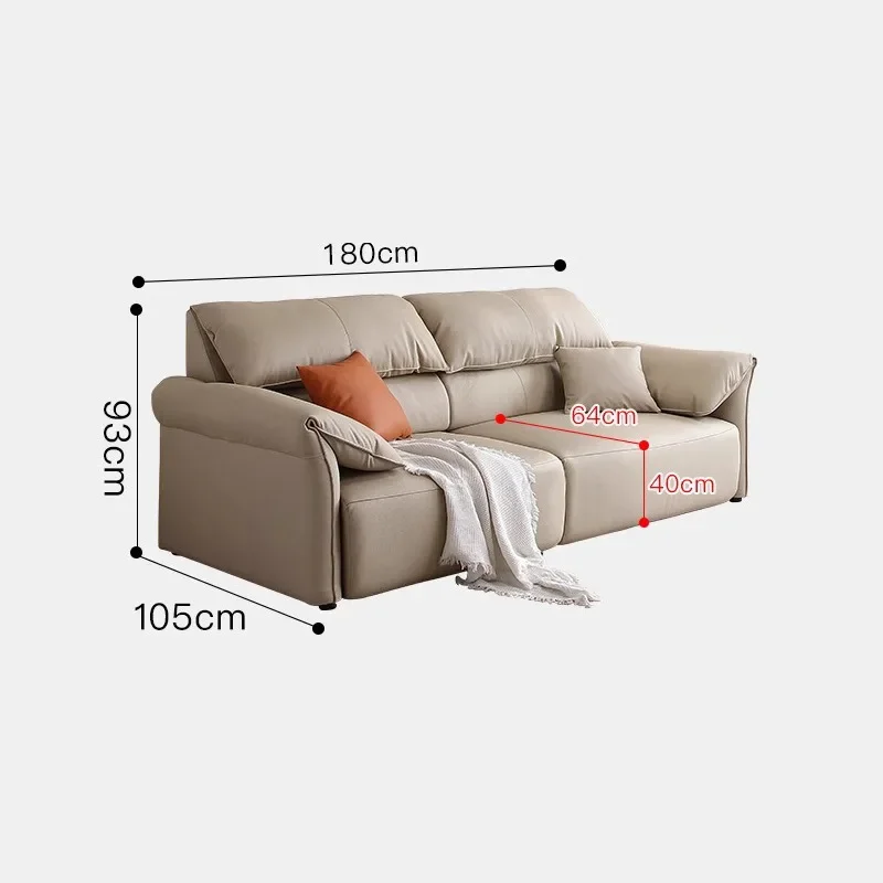 Leather sofa zero wall retractable electric sofa bed multi-functional dual-purpose home theater living room three people