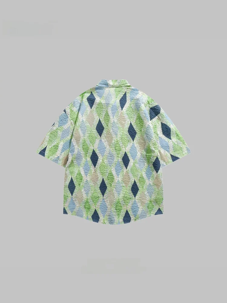 Haodipaul Лето Новый Американский Ретро Цвет Blo Diamond id Hawaii Casual ort Sve irt Женский Sle Полиэфирное волокно