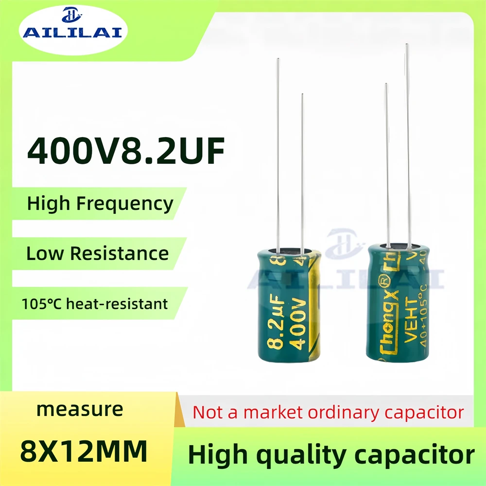 50PCS Original 400v8.2uf Low ESR/Impedance High Frequency 400V 8.2UF Aluminum Electrolytic Capacitor 400V8.2UF Size: 8X12MM