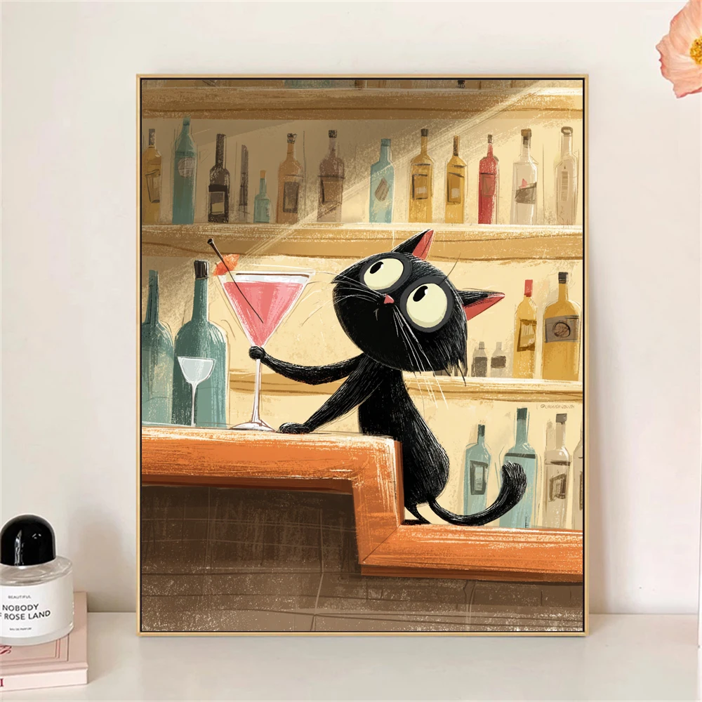 

Paint by Numbers For Adult Kit Bartender Cat DIY Dropshipping acrylic Oil Painting Canvas by Number Home Decor