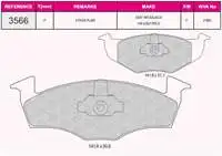 Store code: 3566 for brake pad front POLO III 95 LUPO 98 FOX 05 / AROSA 97 / FABIA