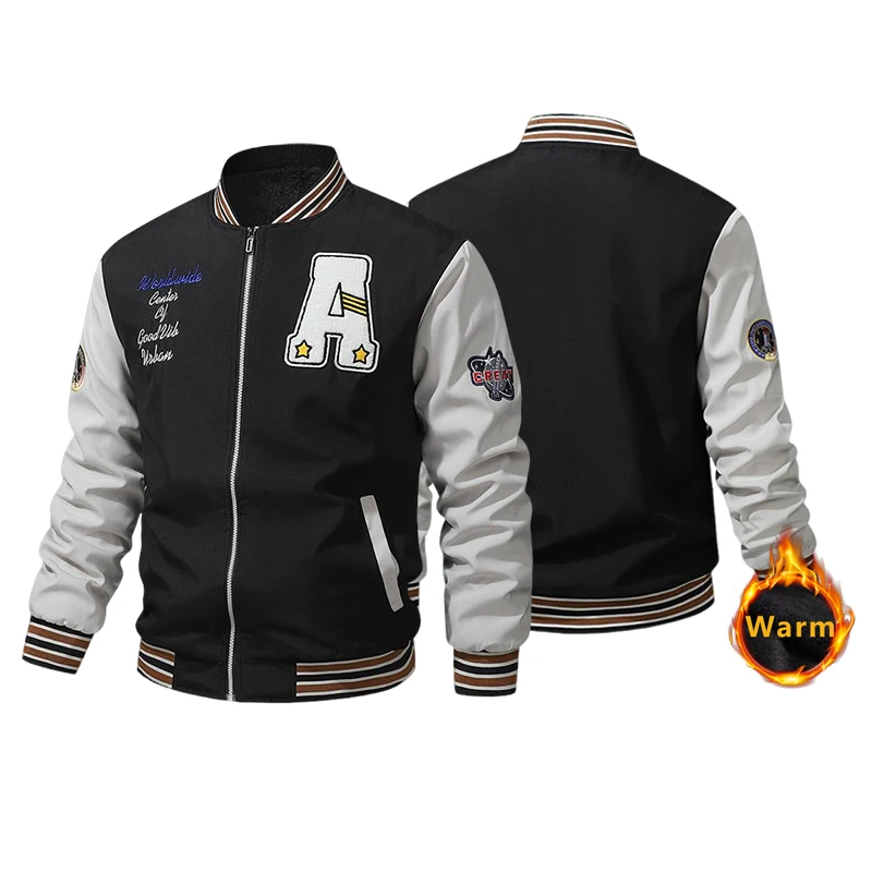 

Модная тенденция с буквенным узором, бейсбольная форма, пальто, зимняя мужская повседневная куртка, толстые ветрозащитные куртки, мужская одежда