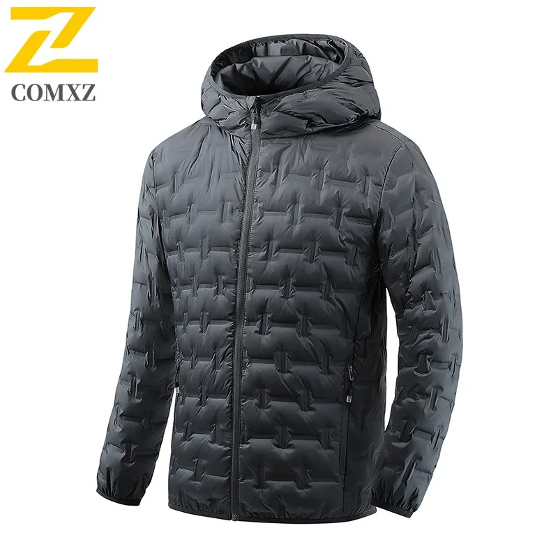 

COMXZ классический пуховик мужской новый однотонный уличный дорожный ветрозащитный теплый парка модный легкий зимний пуховик с капюшоном