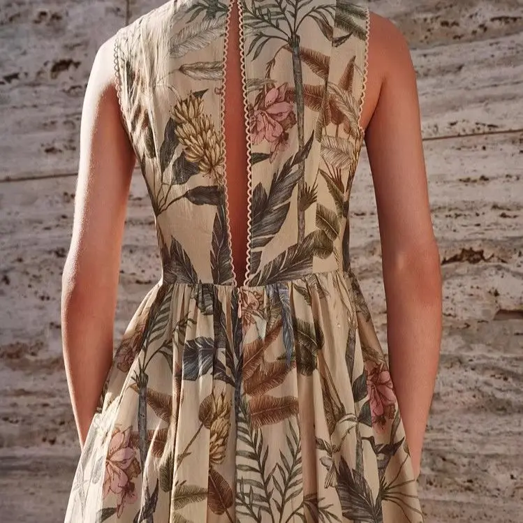 European And American Fashion 2026 Spring/Summer New Collection Forest Printed Lace Decorative Casual Dress
