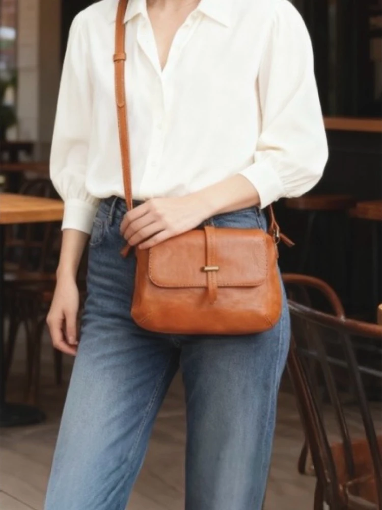 

New Sle Genuine Leather Women's Bag Top Layer Cowhide Single oulder Crossbody Small Ele mat Quali Handbag