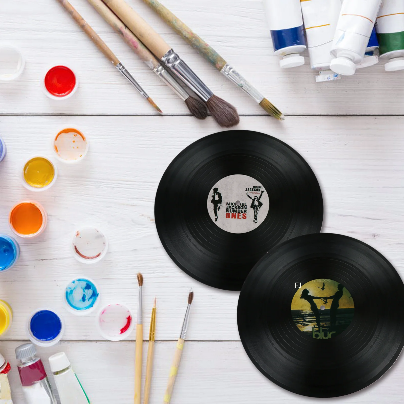 [YU]24 Pieces Blank Vinyl Records, 12 Inch Vintage Fake Records Decorations