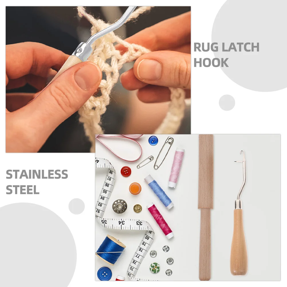 

1Set Reliable Tapestry Tools Wooden Latch Hook Yarn Cutter Rug Carpet Embroidery DIY Accessories Smooth Stable