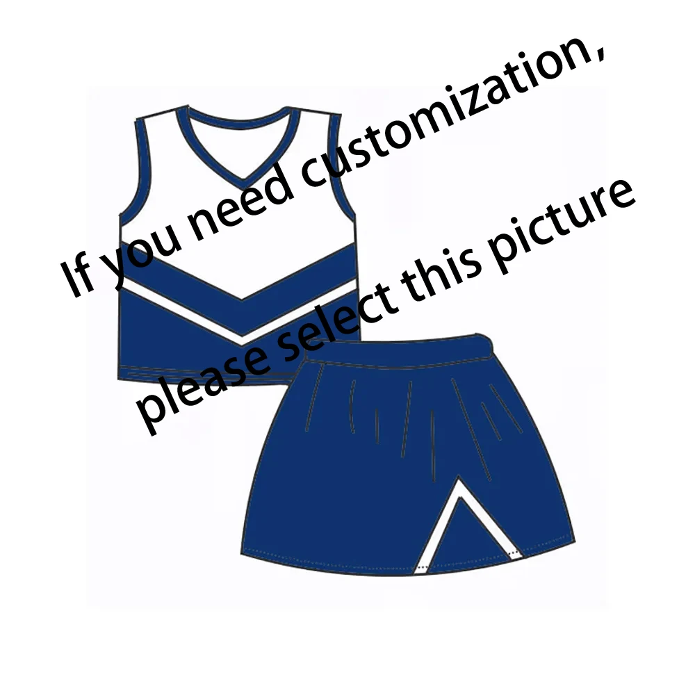 Girl Boutique Cheer Uniforms Summer Short Skirt Set Milk Silk Girls Cheerleading Uniform Outftis Customizable Logo